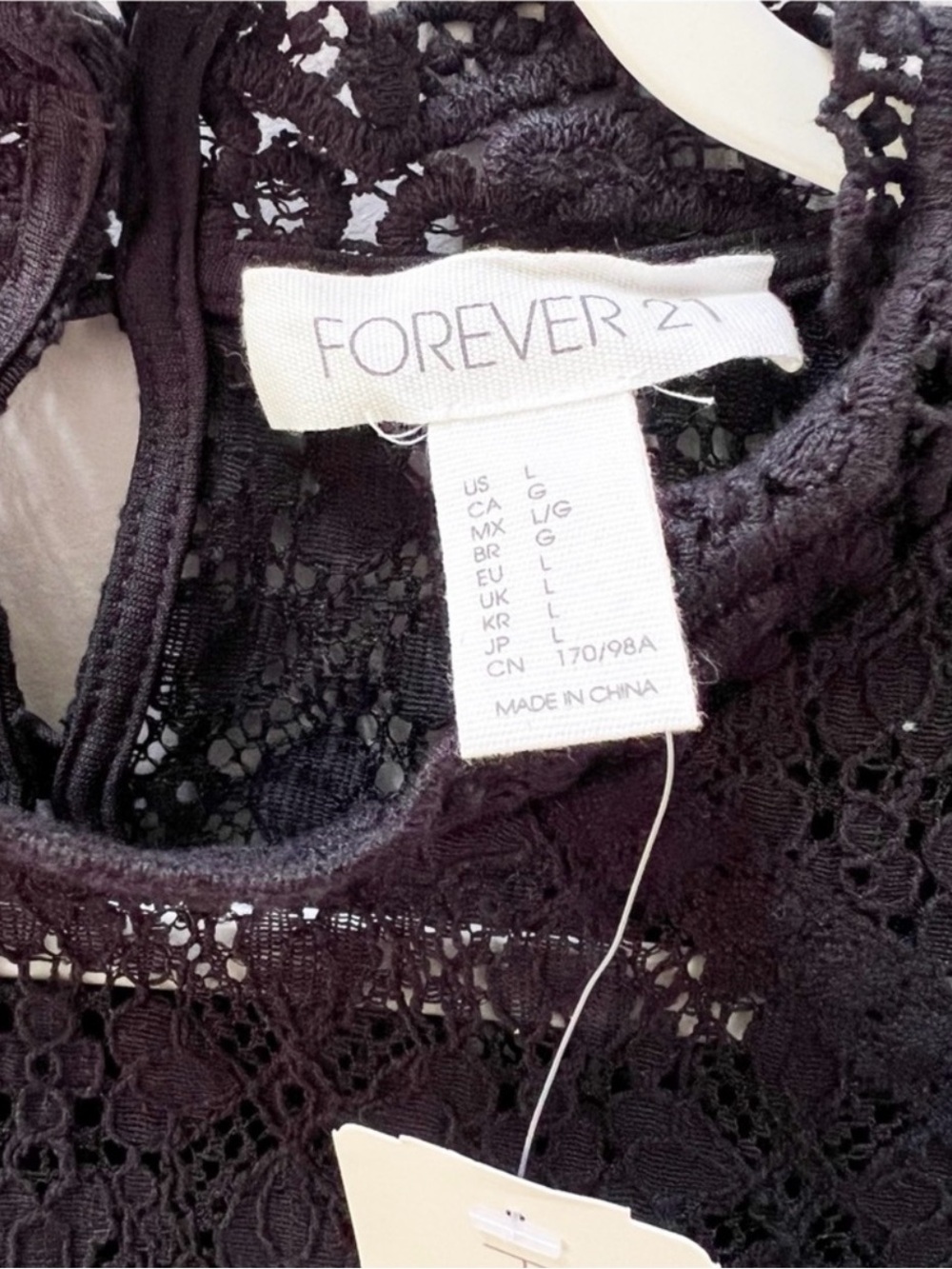 Forever 21 Black Crochet Lace Long Sleeve Crop Top - Picture 6 of 14